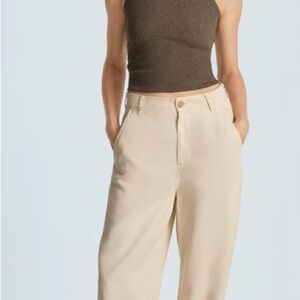 Everlane Cream High-Rise Wide-Leg Pants